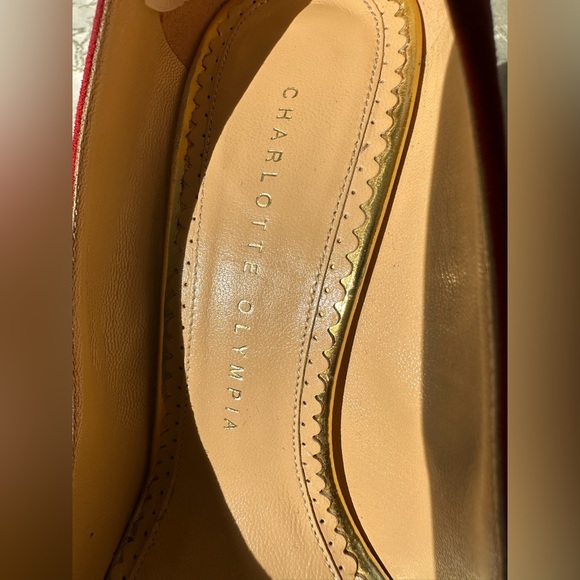 Charlotte Olympia Red Suede Debbie Heart Platform Heels Size 8 - Picture 4 of 8